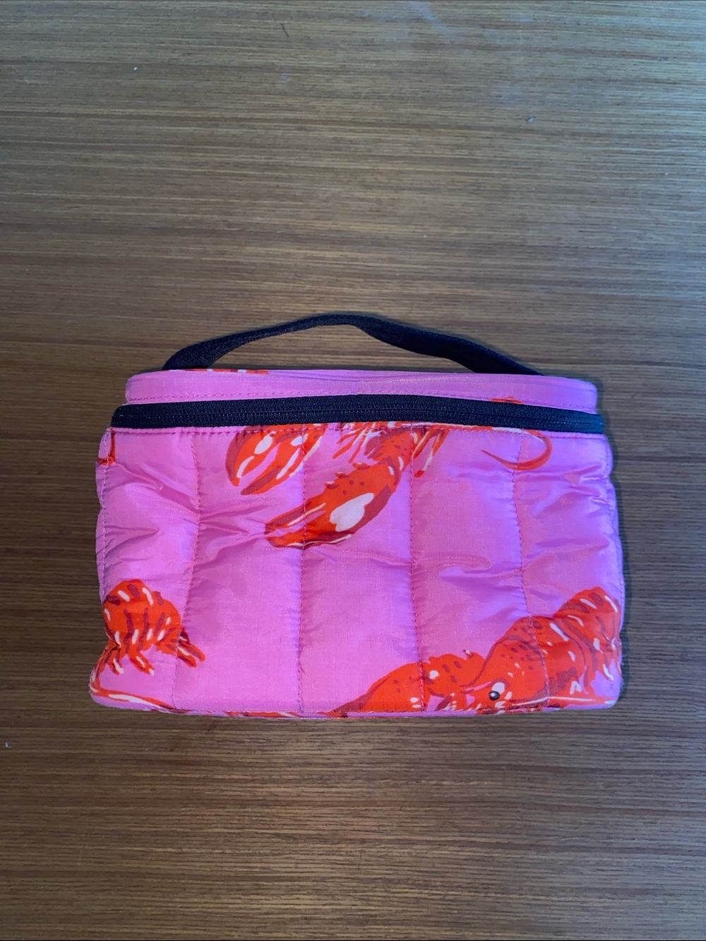 Baggu Pink Quilted Lunch Cooler Bag Lobster Print